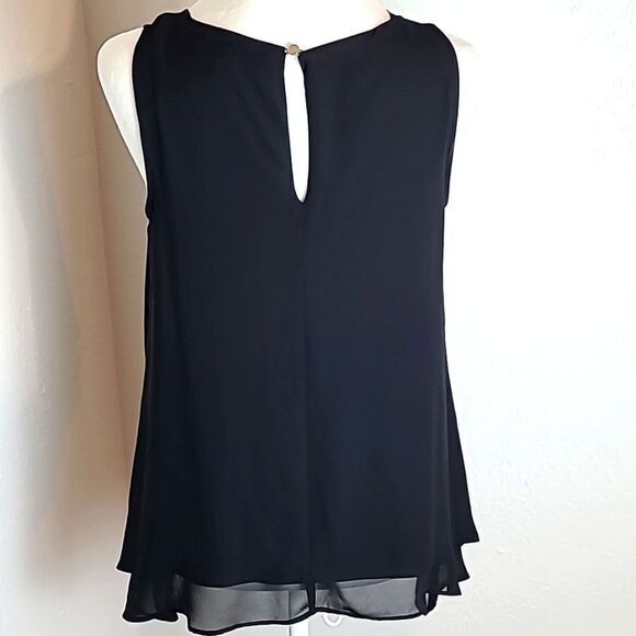 Jennifer Lopez Black Layered Top, Aysemetrical Lace-up Embellishment, Sz Small - Picture 5 of 9